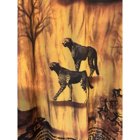 Silk Club Collection Skirt 14 Silk Safari Brown Yellow Midi - Picture 6 of 15